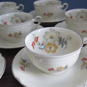 Godesberg Bavaria Germany Porcelain, 2 Cups and 2 Saucers, Vintage German Floral Porcelain Coffee Tea Cup Saucer (4 pairs avail.) @337-30