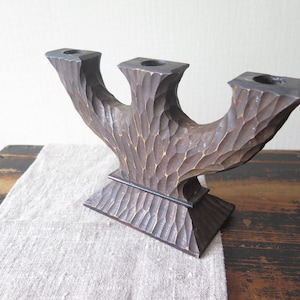 Vintage Wooden Candle Holder Swedish Vintage Scandinavian Home Decor Brown Candle Holder 3 Candles, Dining Table Decor @233