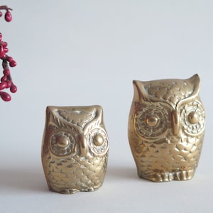 Brass Owl Figurines Set of 2, Brass Owl Figurine Library Decor, Collectible Retro Decorative Figurine Woodland @349-2
