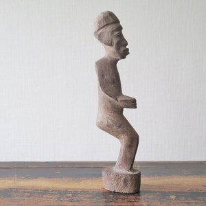 Vintage Hand carved Tribal Man Figurine Handmade Wood Man, Carved Man Statue Wooden Figurine @206