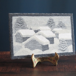Vintage Swedish Woven Wall Decor Flemish Flamsk Winter Houses Tapestry Wall Hanging Scandinavian Home Interior Collectible Fiber Art @336-4