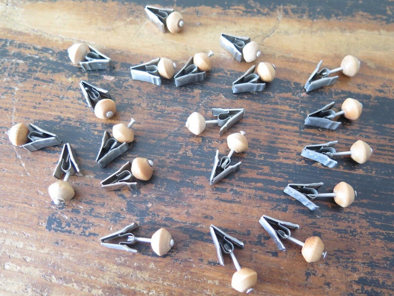 Swedish Curtain Clips Scandinavian @222 Vintage Curtain Pegs Set of 20 Metal Wood