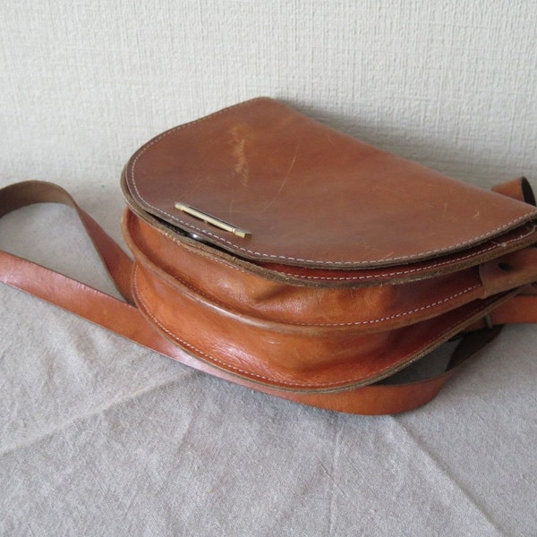 Vintage Genuine Leather Bag, Shoulder Bag, Cross Over Bag, Saddle Bag, Brown Leather Handbag @ 118