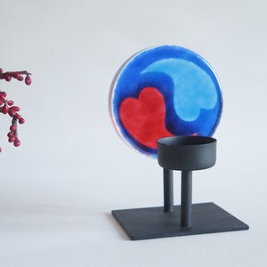 Metal & Glass Candle Holder, Tea Light Holder Swedish Mid Century Modern Interior Design, Retro Nordic @347-14