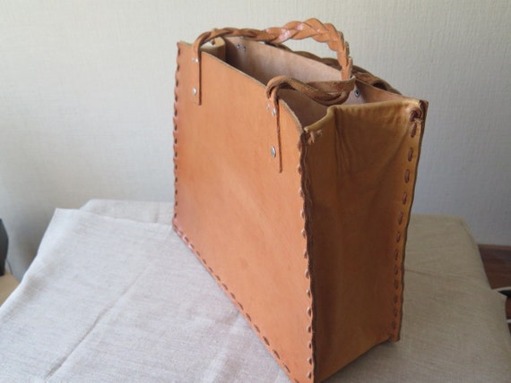Vintage Genuine Leather Tote Bag, Large Tote Bag C