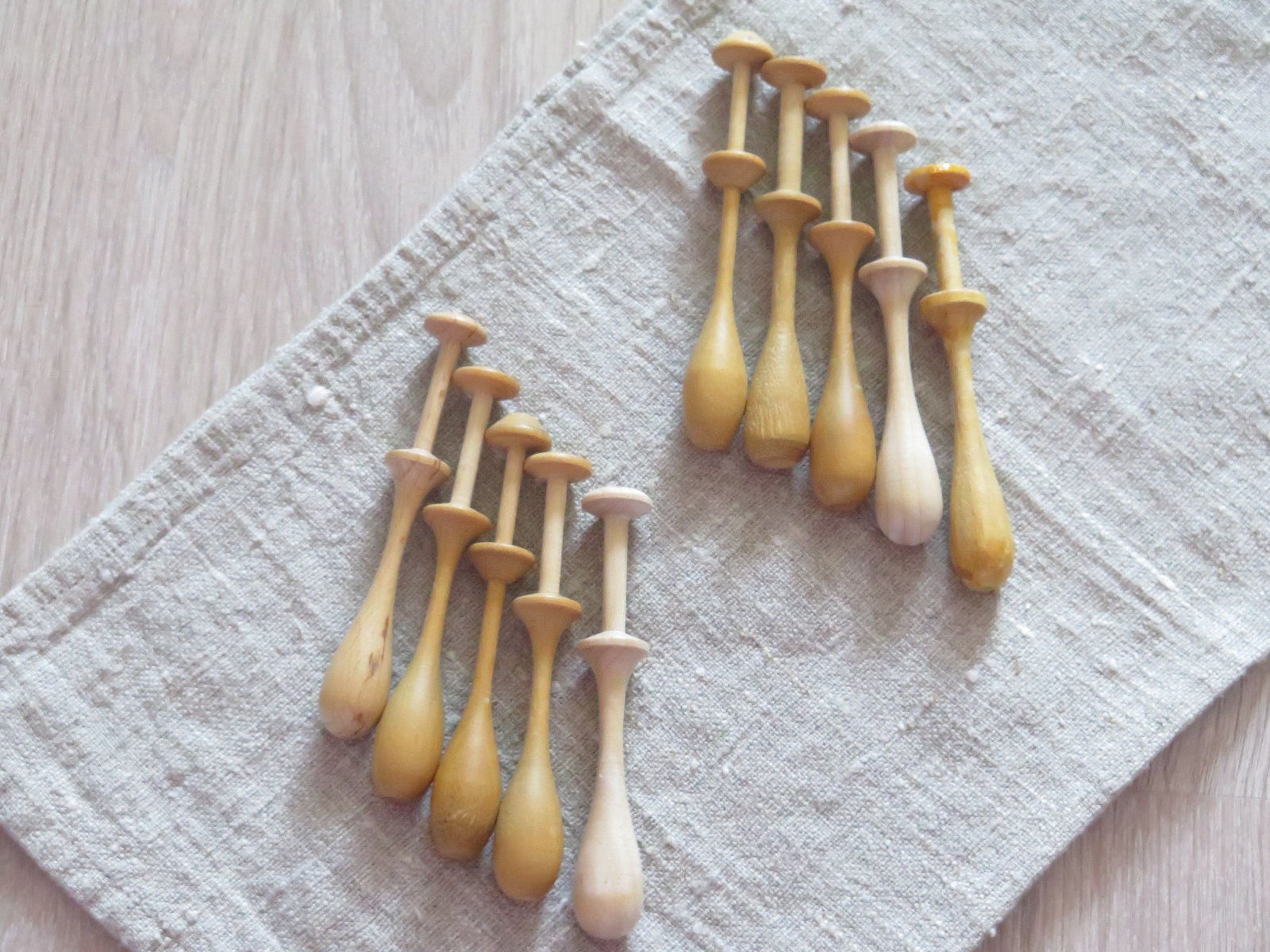 Vintage 10 Wooden Bobbins Lace Weaving Lace Making Lace Etsy