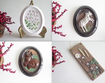 Keramikplatte Wandbehang Dekor Rosa Blumen, Horoskop, Sternzeichen Steinbock Stier, by Gabriel Sweden @ 346-21