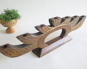 Vintage houten kaarsenhouder Zweedse Vintage Scandinavische Home Decor Grote bruine kaarshouder 7 kaarsen, eettafel Decor @317-32