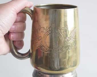 Metalen Stein mok Vintage Barware Scandinavische stevige mok, geëtst bloemenmotief @351-32