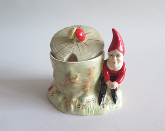 Keramische pot met deksel, kabouterpaddestoelen Keuken Opbergpot Pot England Crown Devon Ceramic Art Pottery @355-17