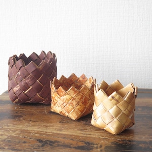Vintage Birch Bark Baskets Set of 3 Round Baskets Handwoven Rustic Decor Kitchen Storage Scandinavian Decor @251-29