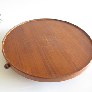 Vintage Footed Wooden Spinning Cake Stand Dining Buffet Table Bar Server 70s Retro Cupcake Sweet Stand Wooden Cake Pedestal @317-35