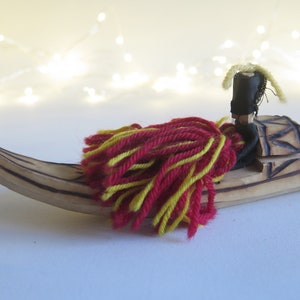Vintage Saami Lapland Folk Doll in Wooden Boat Souvenir Doll in Traditional Folk Costume Handmade Scandinavian Collectible @356-14