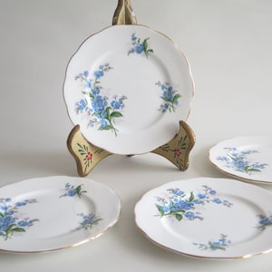 Royal Albert Forget-Me-Not Cake Dessert Plates, English Bone China Plates, Floral Plates @352-20