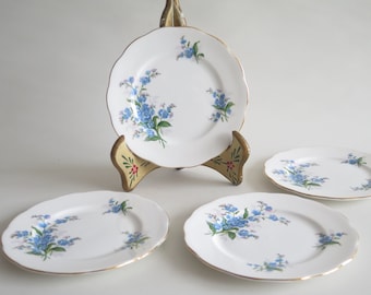 Dessertborden Royal Albert-vergeet-mij-niet-taart, Engelse porseleinen borden, borden met bloemen @ 352-20