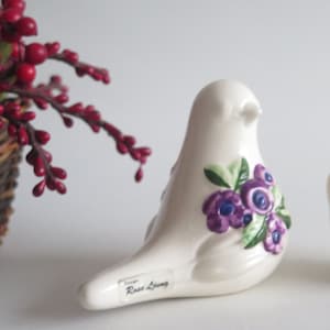 Porcelain Figurine Rosa Ljung, Floral Bird Vintage Swedish Art Deco Mid Century Modern Scandinavian @345-31