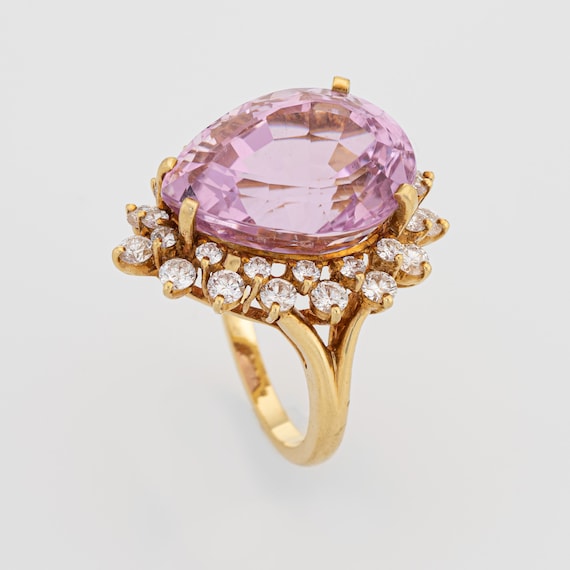 Kurt Wayne Kunzite 2.72ct Diamond Ring Vintage 18… - image 2