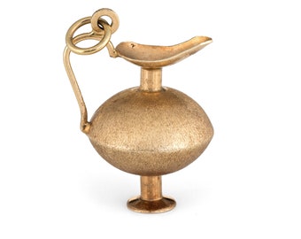 Vintage Genie in a Bottle Charm 14k Yellow Gold Estate Fine Jewelry Pendant Vase