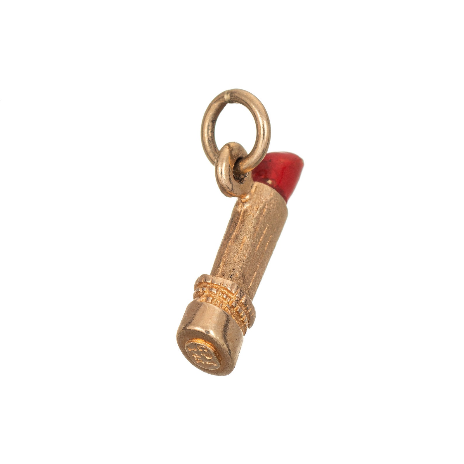 Red Lipstick Charm Vintage 14k Yellow Gold Lippy Estate Etsy