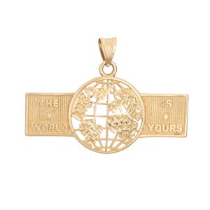 The World is Yours Pendant Vintage 10k Yellow Gold Charm Fine Estate Jewelry