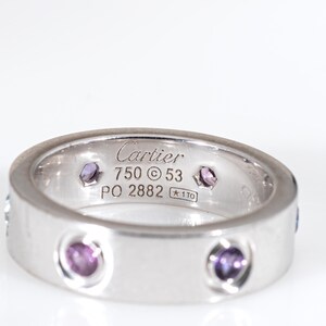 Cartier Gemstone Love Ring 53 Sz 6.25 18k White Gold Sapphire Spinel Aquamarine image 6