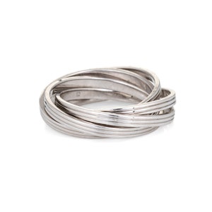 Gucci Rolling Ring Sz 6.5 Estate 18k White Gold Ridged Interlocking Bands