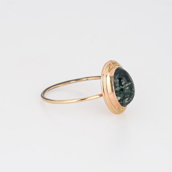 Antique Victorian Moss Agate Conversion Ring 14k … - image 3