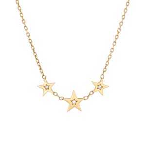 Vintage Cartier Diamond Star Necklace 18k Yellow Gold 16&quot; Chain Signed Jewelry