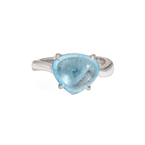 Bulgari Mediterranean Eden Ring 18k White Gold Blue Topaz Sz 5 Estate Signed