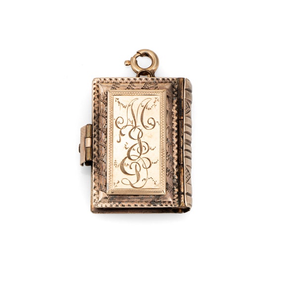 Antique Victorian Family Book Locket Charm 14k Ro… - image 2