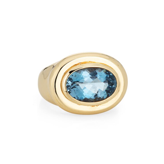 1981 Tiffany Co Aquamarine Ring Paloma Picasso Vintage 18k Gold