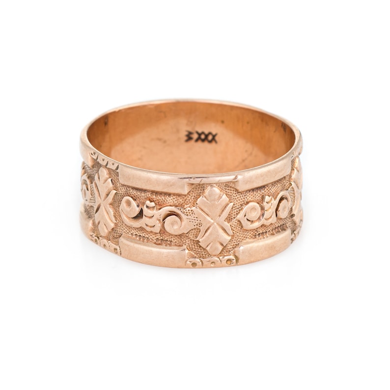 Antique Victorian JR Wood & Sons Wide Wedding Band Ring Sz Etsy