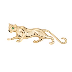 Vintage Panther Pendant 18k Yellow Gold Brooch Estate Fine Animal Jewelry