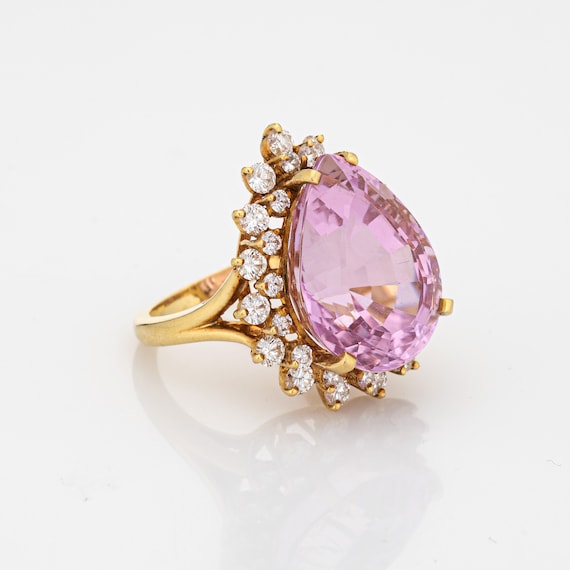 Kurt Wayne Kunzite 2.72ct Diamond Ring Vintage 18… - image 3