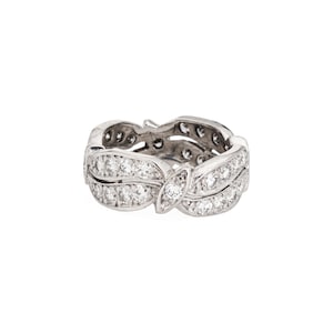 Vintage Diamond Eternity Ring Sz 4.75 Mid Century Platinum Band Bridal Wedding