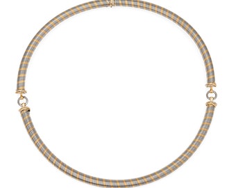 1980s Cartier Choker Necklace Trinity Stainless Steel 18k Yellow Gold Jewelry