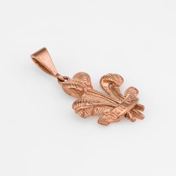 Prince of Wales Feathers Charm 9k Rose Gold Penda… - image 3