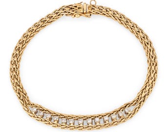 60s Diamant Mesh Armband Vintage 585er Gelbgold 18 cm Nachlass feinen Schmuck