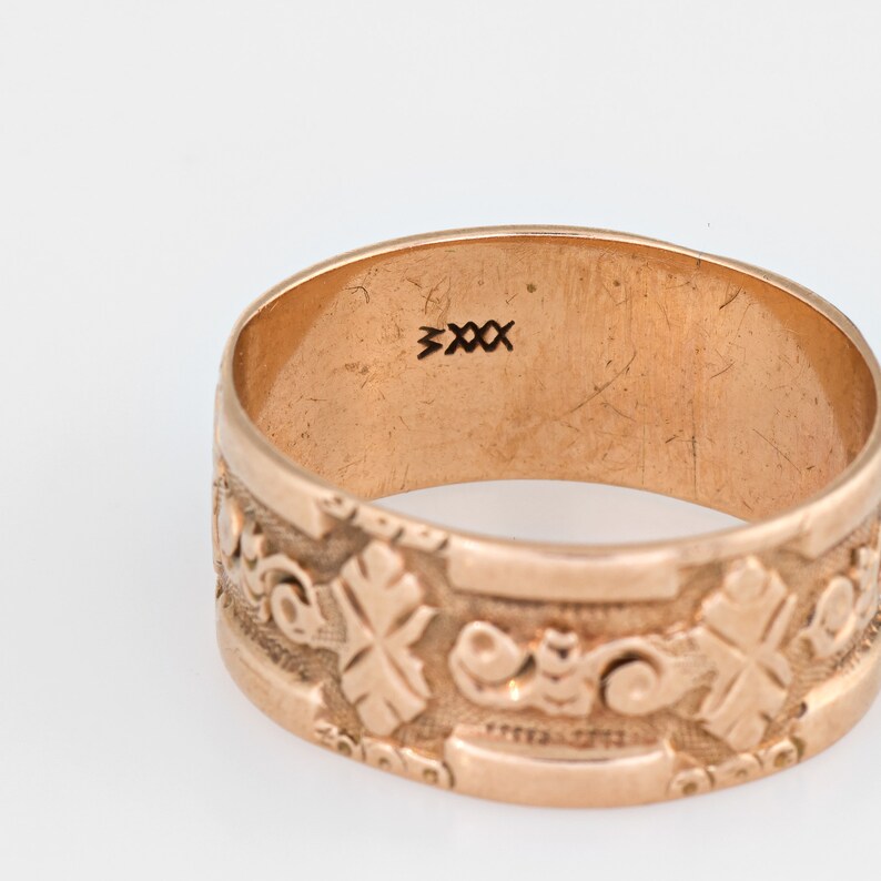 Antique Victorian JR Wood & Sons Wide Wedding Band Ring Sz Etsy