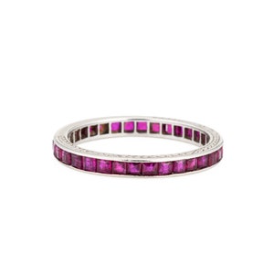 Vintage Art Deco Ruby Eternity Ring Sz 5.5 Anniversary Band Stacking Jewelry