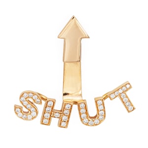 Nadine Ghosn Shut Up Single Diamond Earring 18k Rose Gold Estate Jewelry