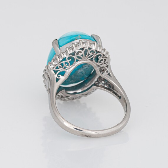 Egg Shell Blue Turquoise Diamond Ring Platinum Es… - image 5