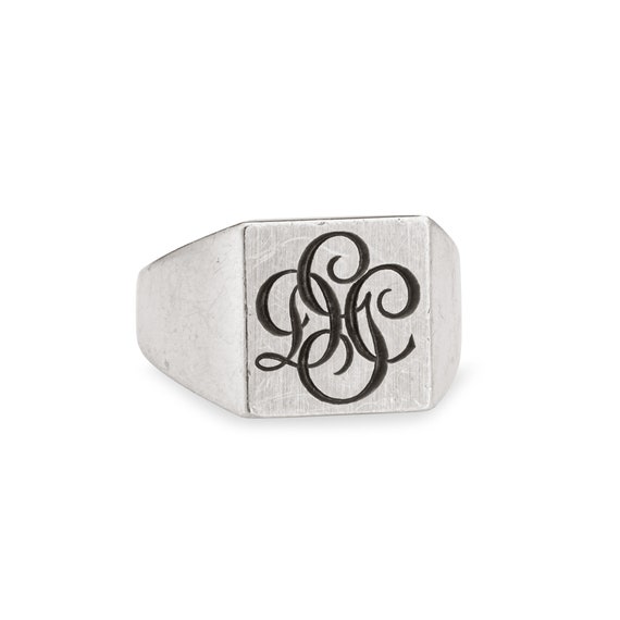 Cartier Signet Ring Initial Vintage Platinum Sz 6.75 Square Heavy