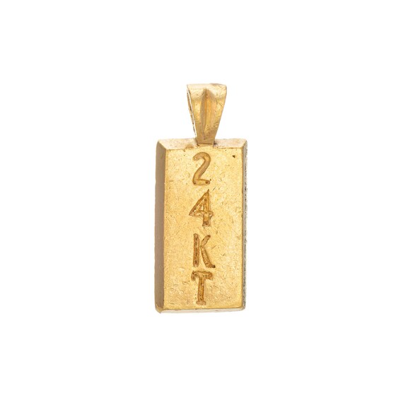 24k Gold Ingot Bar Pendant 6.3gm Small Charm Vintage Fine Estate