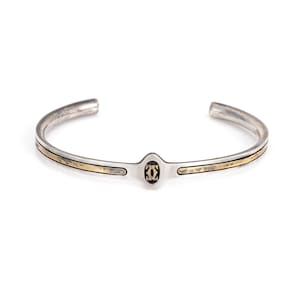 70s Cartier Cuff Bracelet Sterling Silver 18k Gold Vintage Signed CC Logo
