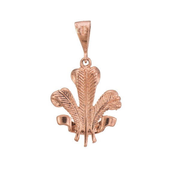 Prince of Wales Feathers Charm 9k Rose Gold Penda… - image 2