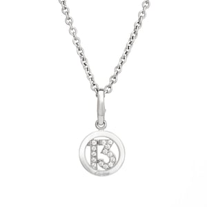 Cartier Diamond 13 Charm & Necklace Estate 18k White Gold 17" Chain Fine Jewelry