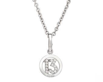 Cartier Diamond 13 Charm & Necklace Estate 18k White Gold 17" Chain Fine Jewelry