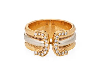 1997 C de Cartier diamanten ring 54 Sz 6,75 18k gouden band gesigneerde sieraden