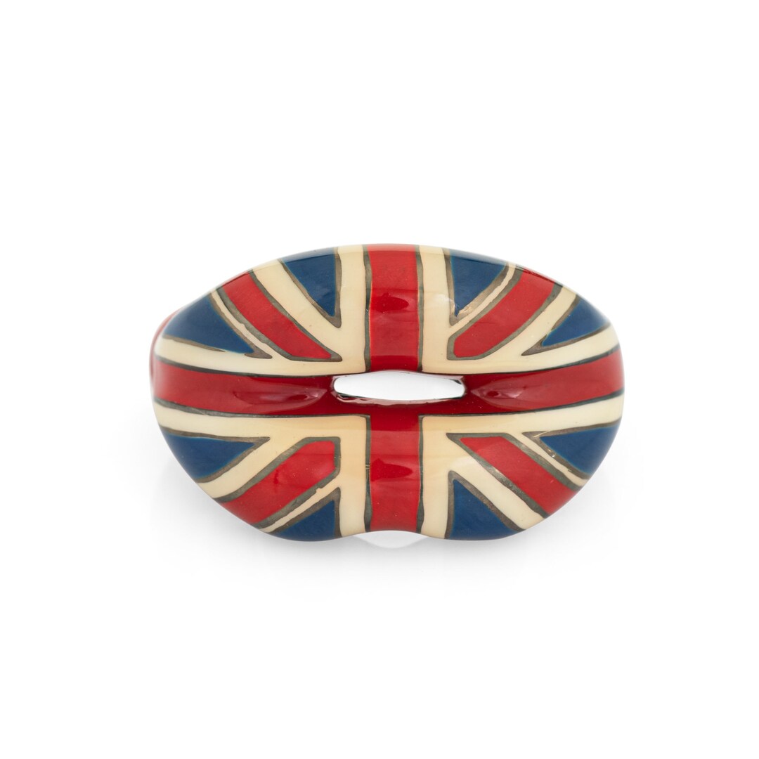 Solange Azagury Partridge Union Jack Hot Lips Ring 5.5 Sterling Silver